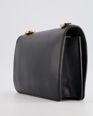 Christian Dior Black Leather J'Adior Flap Bag with Multi-Colour Embroidered Canvas Strap and Gold Hardware