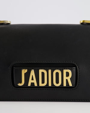 Christian Dior Black Leather J'Adior Flap Bag with Multi-Colour Embroidered Canvas Strap and Gold Hardware