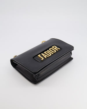 Christian Dior Black Leather J'Adior Flap Bag with Multi-Colour Embroidered Canvas Strap and Gold Hardware