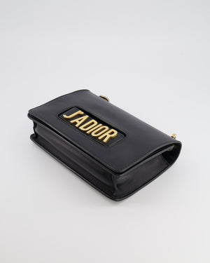 Christian Dior Black Leather J'Adior Flap Bag with Multi-Colour Embroidered Canvas Strap and Gold Hardware