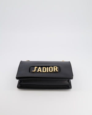 Christian Dior Black Leather J'Adior Flap Bag with Multi-Colour Embroidered Canvas Strap and Gold Hardware