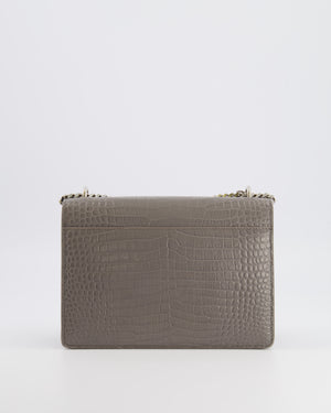 Saint Laurent Grey Crocodile Embossed Leather Sunset Bag with Silver Hardware RRP £2,230