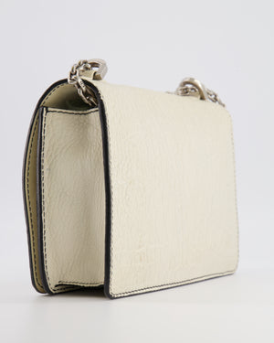Christian Dior White Pebbled Leather J'Adior Flap Bag with Turquoise and White Logo, Silver Hardware