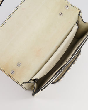 Christian Dior White Pebbled Leather J'Adior Flap Bag with Turquoise and White Logo, Silver Hardware