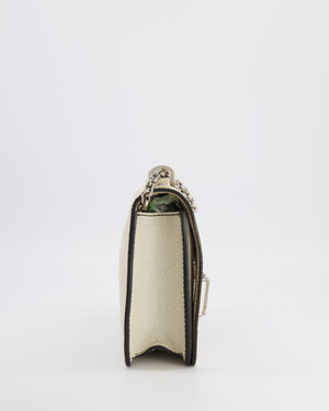 Christian Dior White Pebbled Leather J'Adior Flap Bag with Turquoise and White Logo, Silver Hardware