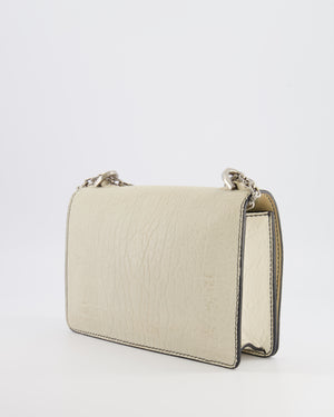 Christian Dior White Pebbled Leather J'Adior Flap Bag with Turquoise and White Logo, Silver Hardware