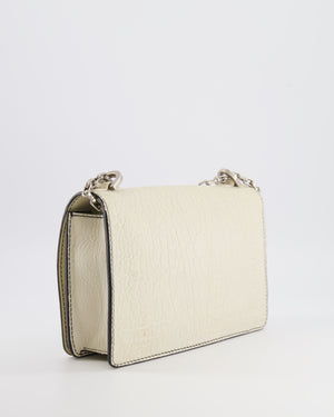 Christian Dior White Pebbled Leather J'Adior Flap Bag with Turquoise and White Logo, Silver Hardware