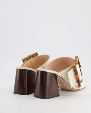 Gucci Cream Leather Bamboo Buckle Slide Heeled Sandals Size EU 38