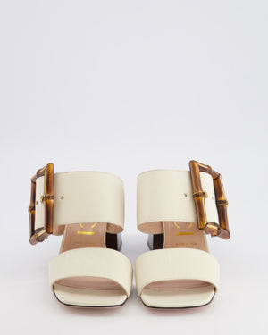 Gucci Cream Leather Bamboo Buckle Slide Heeled Sandals Size EU 38