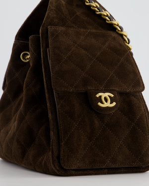 *RARE* Chanel Suede Brown Small 25 Handbag with Antique Gold Hardware
