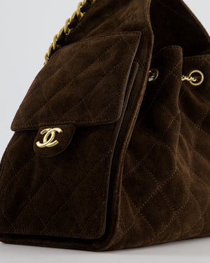 *RARE* Chanel Suede Brown Small 25 Handbag with Antique Gold Hardware