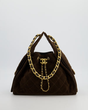 *RARE* Chanel Suede Brown Small 25 Handbag with Antique Gold Hardware