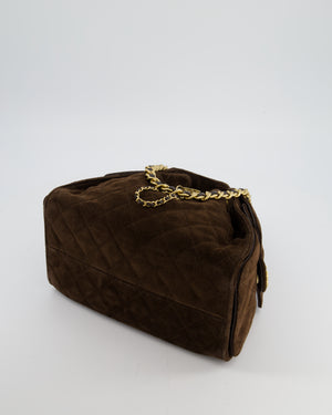*RARE* Chanel Suede Brown Small 25 Handbag with Antique Gold Hardware