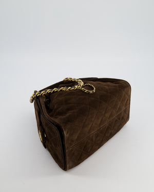 *RARE* Chanel Suede Brown Small 25 Handbag with Antique Gold Hardware