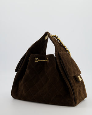 *RARE* Chanel Suede Brown Small 25 Handbag with Antique Gold Hardware