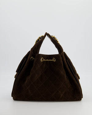 *RARE* Chanel Suede Brown Small 25 Handbag with Antique Gold Hardware