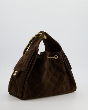 *RARE* Chanel Suede Brown Small 25 Handbag with Antique Gold Hardware