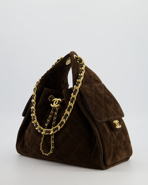 *RARE* Chanel Suede Brown Small 25 Handbag with Antique Gold Hardware