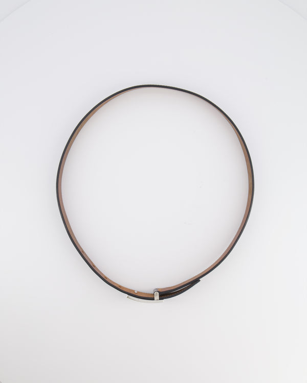 Louis Vuitton Black Leather Travelling Requisites Belt with Silver Engraved Logo Plate 100cm