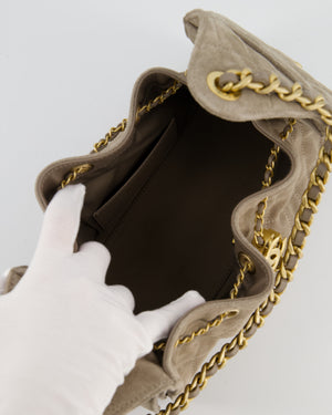 *RARE* Chanel Suede Taupe Small 25 Handbag with Antique Gold Hardware