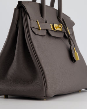 *HOT* Hermes Birkin 30cm Bag in Gris Etain Togo Leather with Gold Hardware