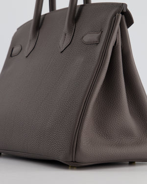 *HOT* Hermes Birkin 30cm Bag in Gris Etain Togo Leather with Gold Hardware