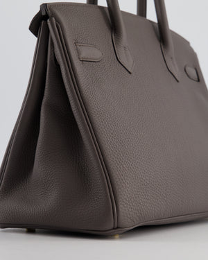*HOT* Hermes Birkin 30cm Bag in Gris Etain Togo Leather with Gold Hardware