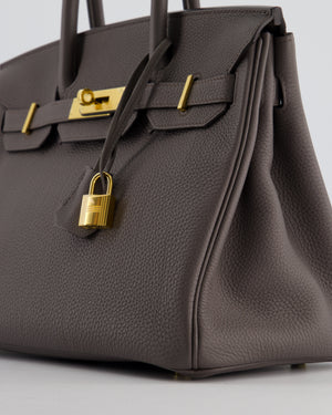*HOT* Hermes Birkin 30cm Bag in Gris Etain Togo Leather with Gold Hardware