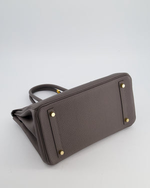 *HOT* Hermes Birkin 30cm Bag in Gris Etain Togo Leather with Gold Hardware