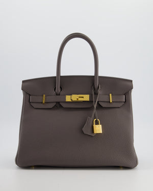 *HOT* Hermes Birkin 30cm Bag in Gris Etain Togo Leather with Gold Hardware