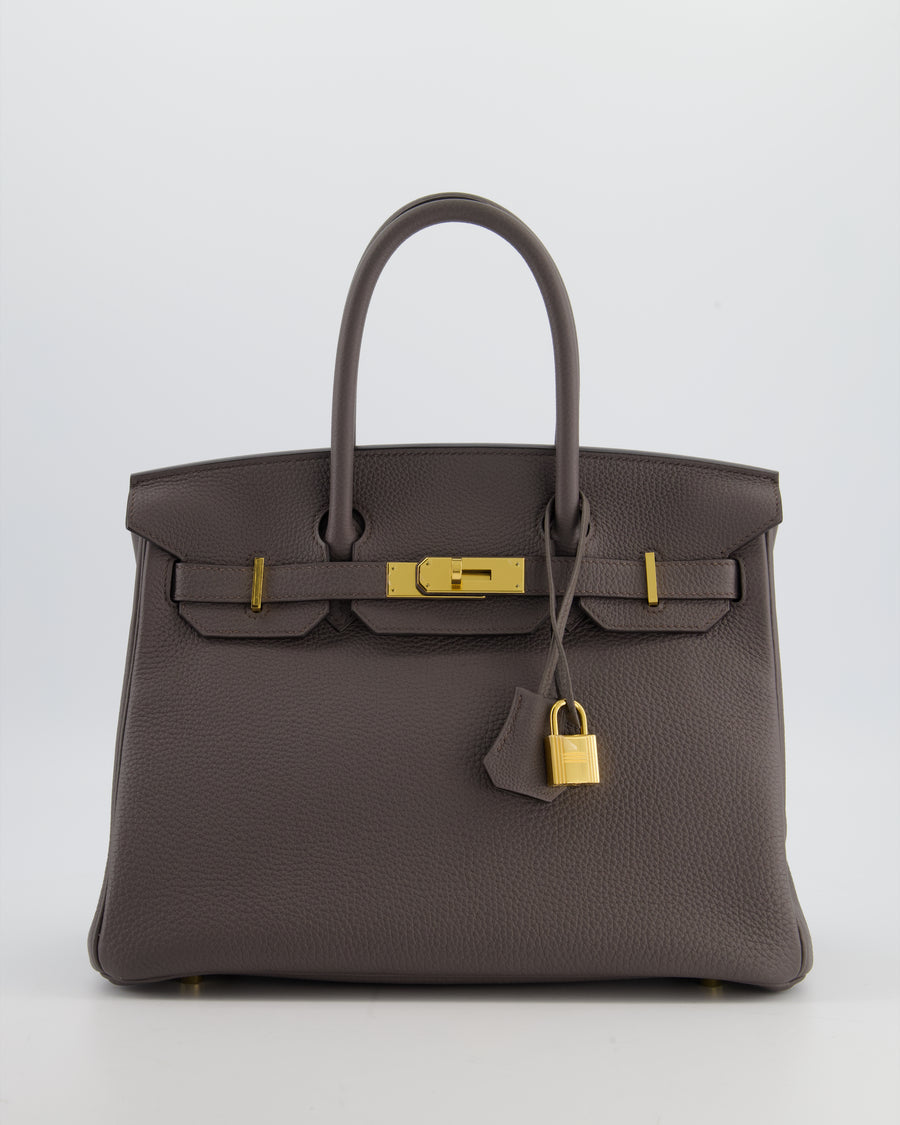 *HOT* Hermes Birkin 30cm Bag in Gris Etain Togo Leather with Gold Hardware