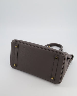 *HOT* Hermes Birkin 30cm Bag in Gris Etain Togo Leather with Gold Hardware