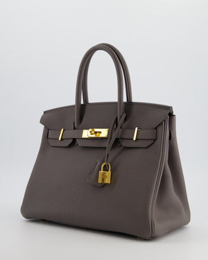 *HOT* Hermes Birkin 30cm Bag in Gris Etain Togo Leather with Gold Hardware