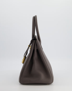 *HOT* Hermes Birkin 30cm Bag in Gris Etain Togo Leather with Gold Hardware