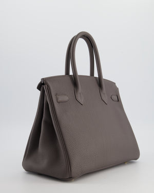 *HOT* Hermes Birkin 30cm Bag in Gris Etain Togo Leather with Gold Hardware