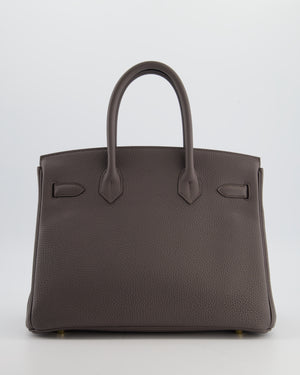 *HOT* Hermes Birkin 30cm Bag in Gris Etain Togo Leather with Gold Hardware