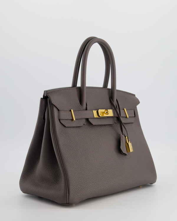 *HOT* Hermes Birkin 30cm Bag in Gris Etain Togo Leather with Gold Hardware