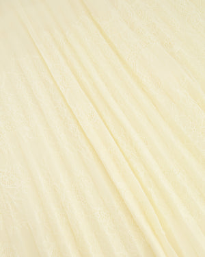 Ermanno Scervino Cream Pleated Maxi Skirt with Lace Details and Navy Logo Waistband Size IT 44 (UK 12)