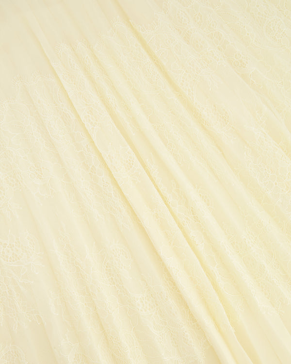 Ermanno Scervino Cream Pleated Maxi Skirt with Lace Details and Navy Logo Waistband Size IT 44 (UK 12)