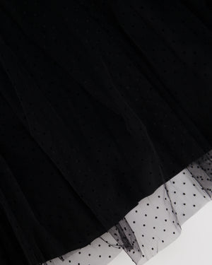 Christian Dior Black Tulle Polkadot Pleated Maxi Skirt Size FR 38 (UK 10)