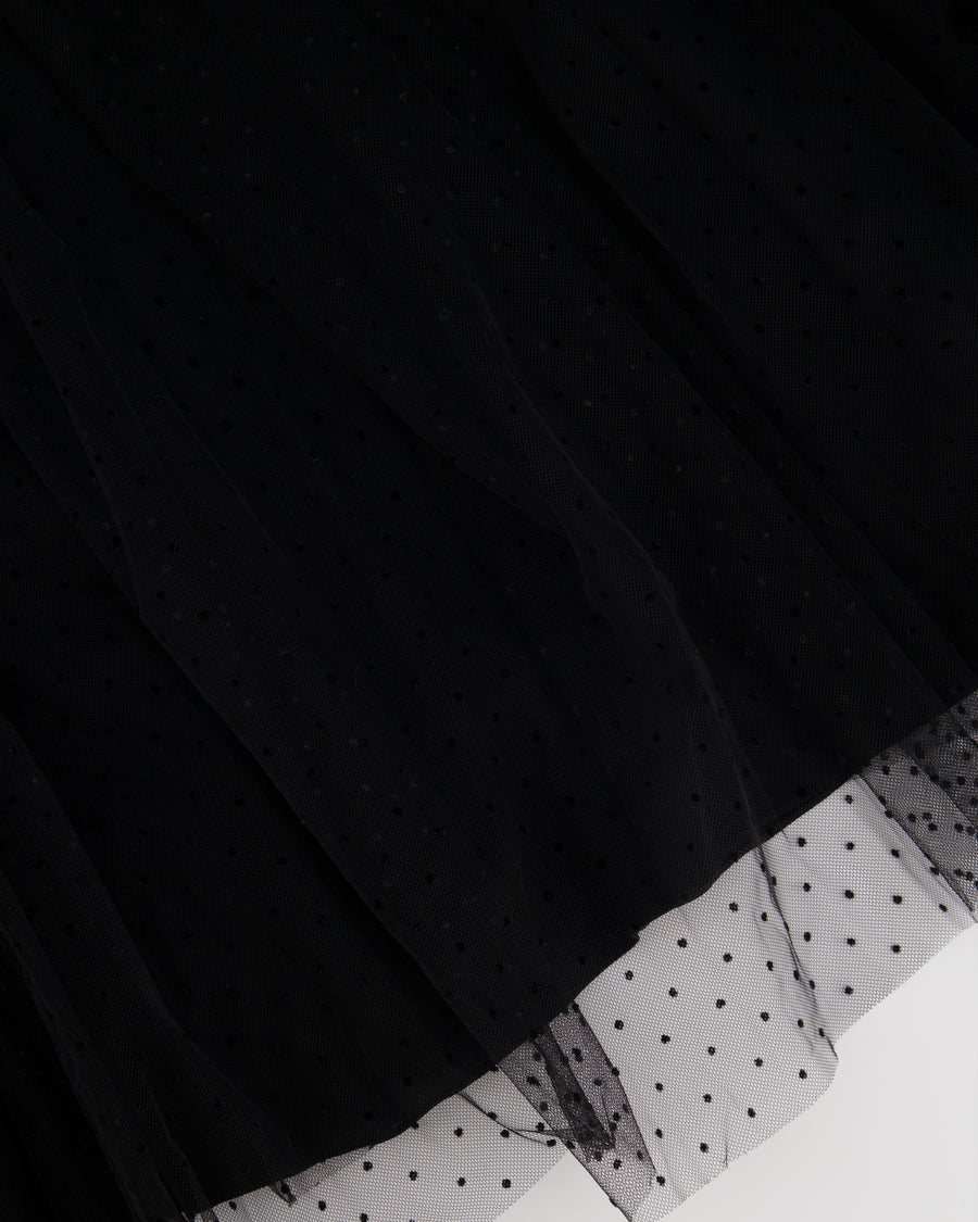 Christian Dior Black Tulle Polkadot Pleated Maxi Skirt Size FR 38 (UK 10)