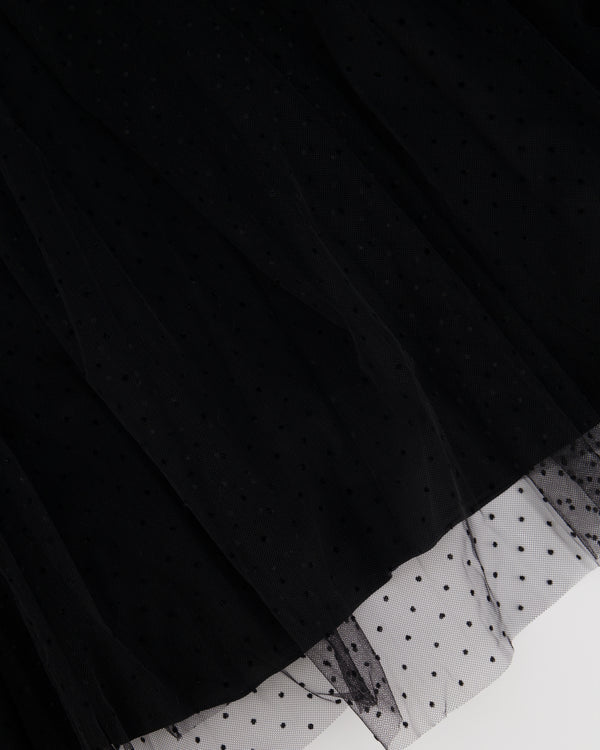 Christian Dior Black Tulle Polkadot Pleated Maxi Skirt Size FR 38 (UK 10)