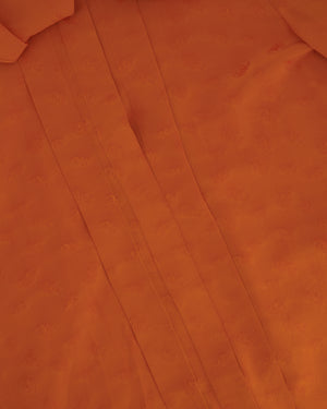 Chloe Orange Silk Printed Shirt with Neck-Tie Detail Size FR 34 (UK 6)