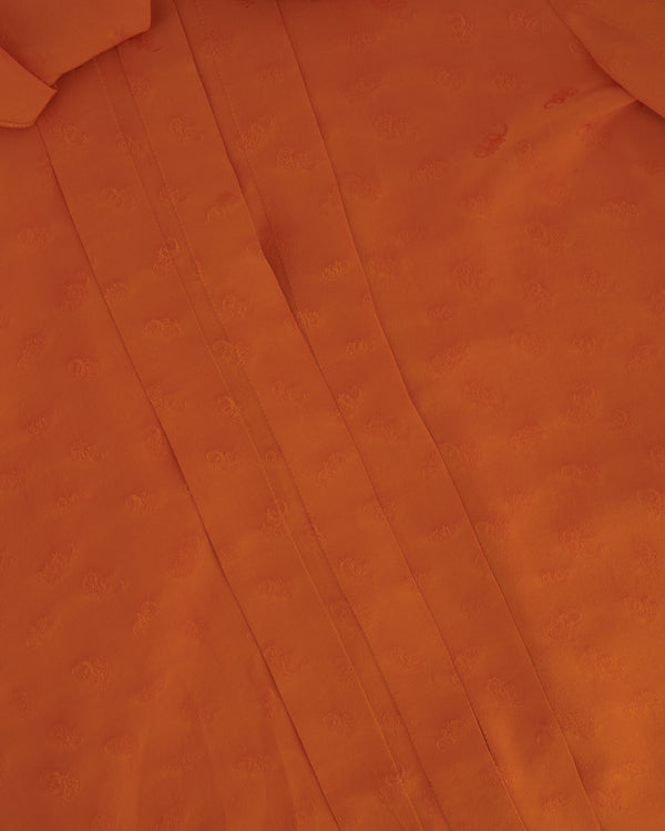 Chloe Orange Silk Printed Shirt with Neck-Tie Detail Size FR 34 (UK 6)