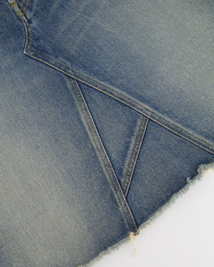 Saint Laurent Denim Mini Skirt with Asymmetric Stitch Details Size 26 (UK 8)