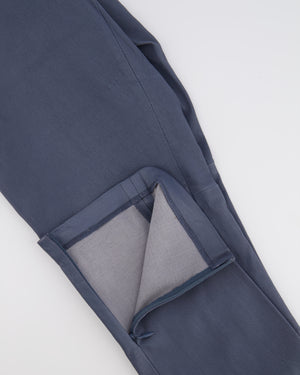 Christian Dior Blue Lambskin Leather Trousers with Side Zipper Details Size FR 36 (UK 8)
