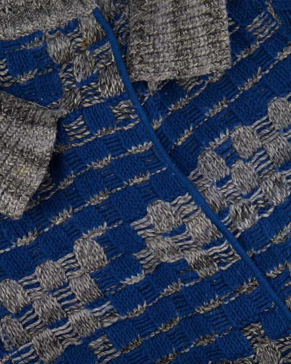 Missoni Blue and Grey Wool Long Knitted Short Sleeved Cardigan Size IT 42 (UK 10)