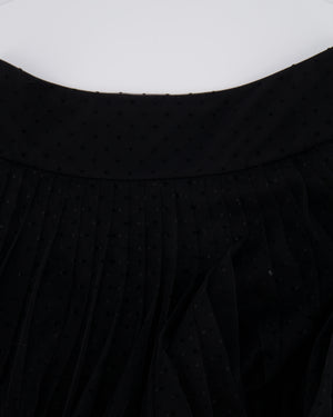 Christian Dior Black Tulle Polkadot Pleated Maxi Skirt Size FR 38 (UK 10)