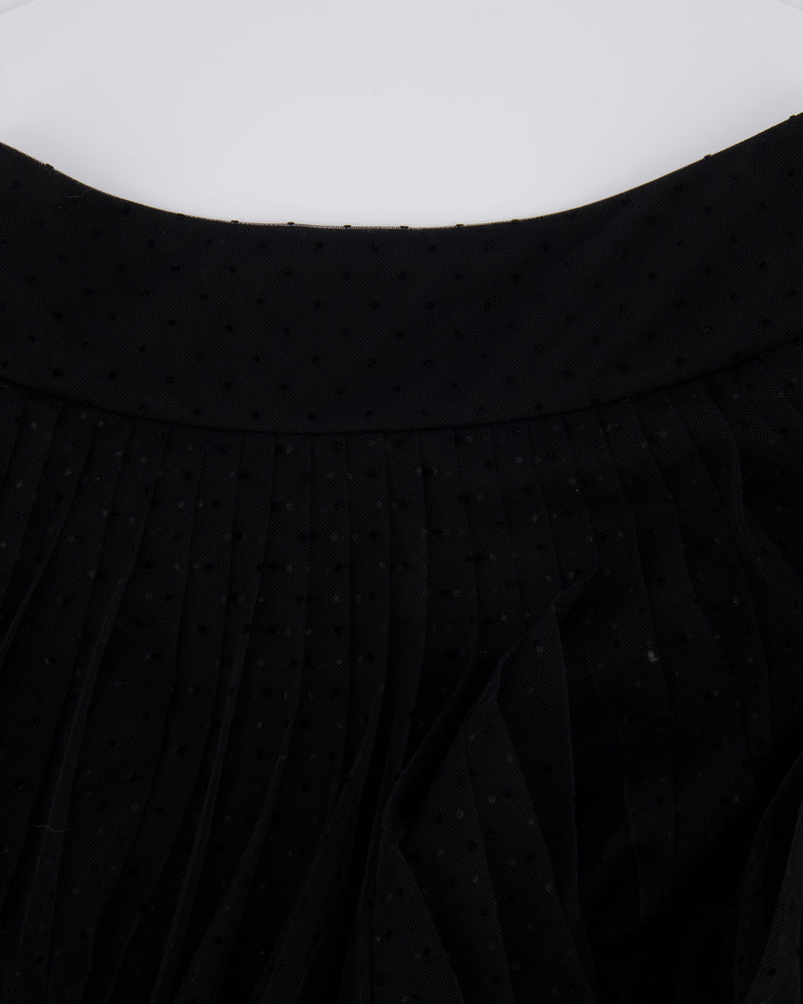 Christian Dior Black Tulle Polkadot Pleated Maxi Skirt Size FR 38 (UK 10)