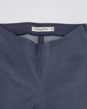 Christian Dior Blue Lambskin Leather Trousers with Side Zipper Details Size FR 36 (UK 8)